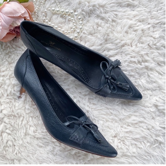 Brooks Brothers Navy Blue Leather Shoes Heels Sz 9 - Picture 11 of 11